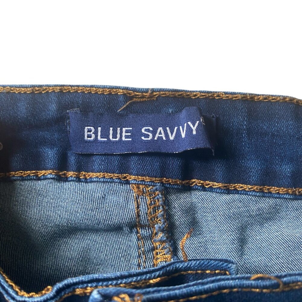 Blue Savvy women's 14 dark wash blue cuffed ripped button zip stretchy shorts - Picture 4 of 6
